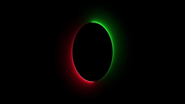Glowing neon oval frame on black background with gradient light with outer glow effect. Loop Animation