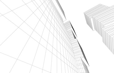 Fototapeta premium abstract buildings, architectural drawing 3d