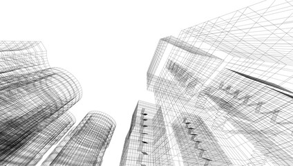 Fototapeta premium abstract buildings, architectural drawing 3d