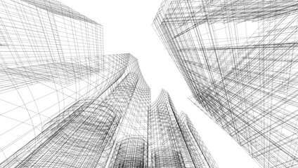 Fototapeta premium abstract buildings, architectural drawing 3d