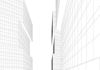 Fototapeta premium abstract buildings, architectural drawing 3d