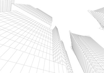 Fototapeta premium abstract buildings, architectural drawing 3d