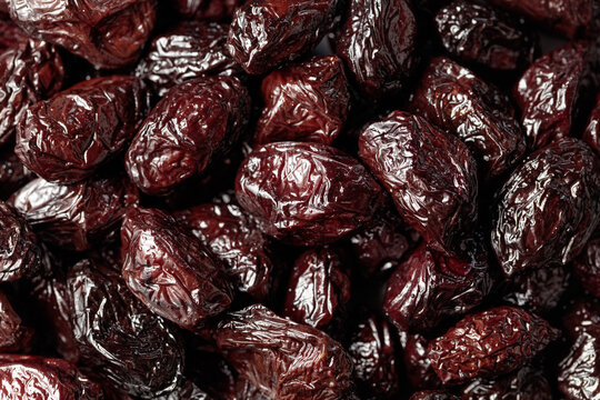Dry cured black olives in oil.