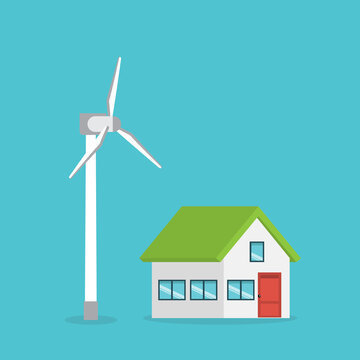 Eco Friendly Smart Home with Wind Turbine Renewable Energy