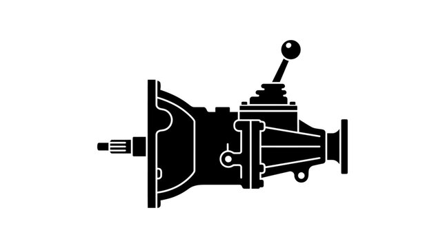 Black silhouette of a car transmission with a gear stick