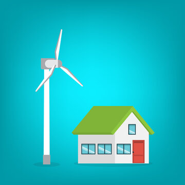 Eco Friendly Smart Home with Wind Turbine Renewable Energy