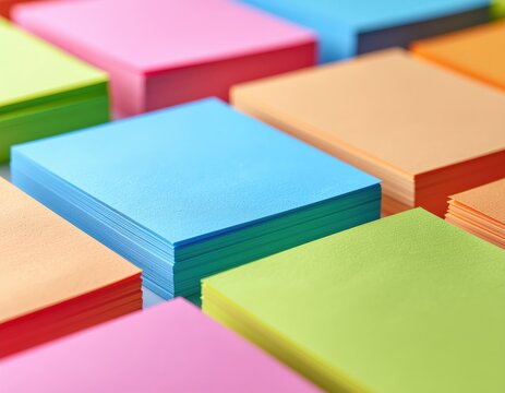 Workplace Productivity Concept. Close-up of Colorful Sticky Notes Pattern