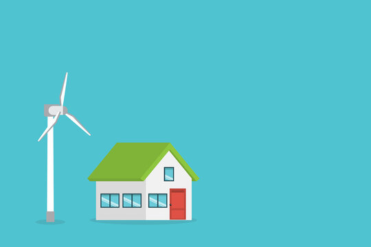 Eco Friendly Smart Home with Wind Turbine Renewable Energy