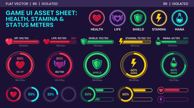 Game UI displays health and status meters