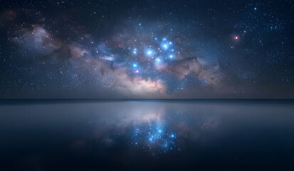 ( night sky with stars ) Gazing at Matariki: Dawn of a New Beginning (Perfect for highlighting the Pleiades star cluster and Maori New Year themes).