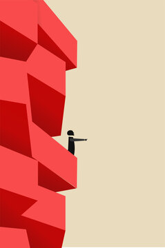 businessman on the top of balcon observing the future. Symbol of future, strategy, planning, opportunity
