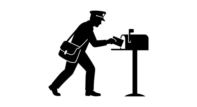 Silhouette of a mailman delivering correspondence