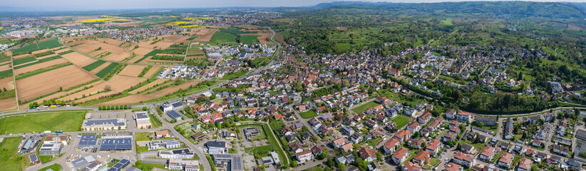Obraz premium Aerial view beside the old town above the city altdorf in south Germany on a sunny spring noon.