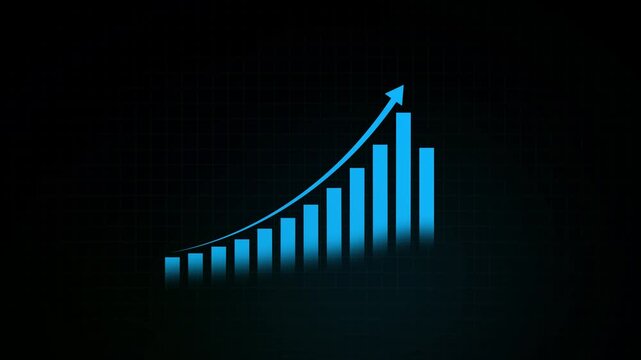 Graph diagram up icon, business growth success chart with arrow, business bar sign, profit growing symbol, progress bar symbol, growing graph Clean Hi-tech style technology chart