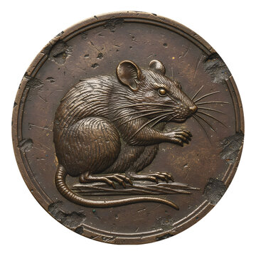 Fantasy RPG game token asset: Antique rat coin, rogue guild thief stash currency