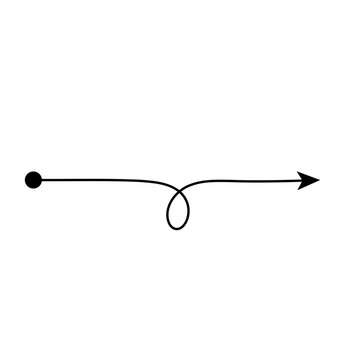 Straight arrow path from circle with single loop hand drawn style direction line isolated on transparent background minimal style