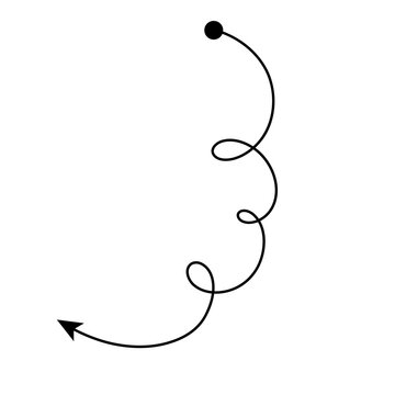 Abstract line arrow with scribble circle showing confusion to clarity concept for problem solving process and business direction