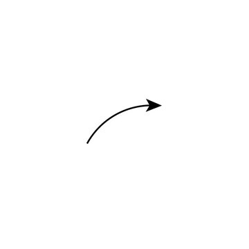Solid curved arrow path annotation style direction line isolated on transparent background minimal style vector icon