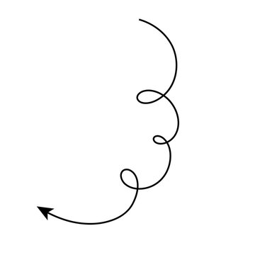 Abstract line arrow with scribble circle showing confusion to clarity concept for problem solving process and business direction