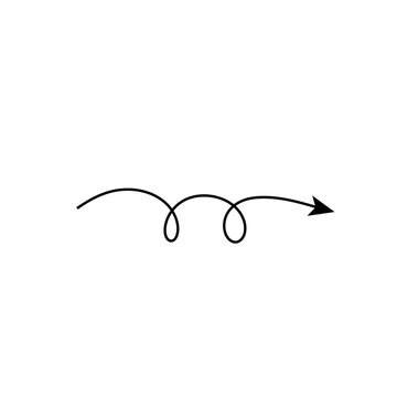 Curved arrow path with two loops hand drawn style direction line isolated on transparent background minimal style