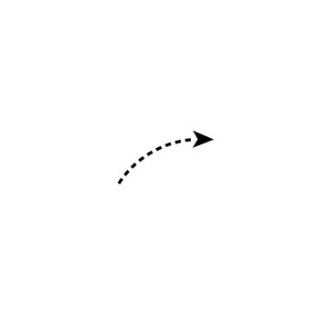 Dashed curved arrow path with loops hand drawn style direction line isolated on transparent background minimal style