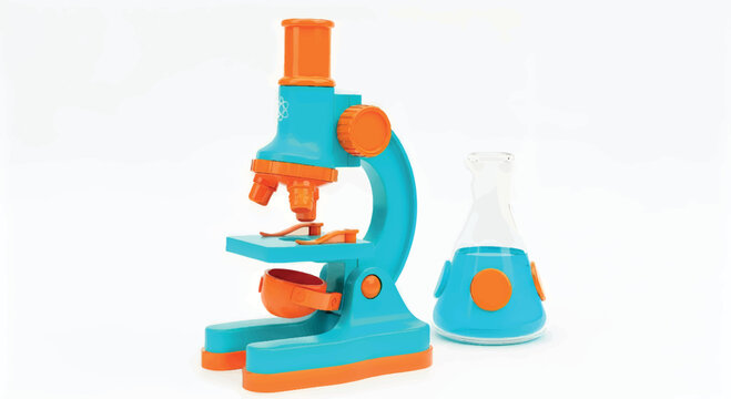 Colorful toy microscope and beaker set for kids learning science