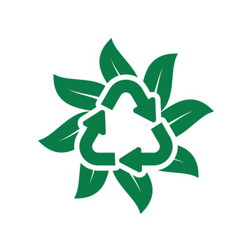 Green Leaf Recycling Symbol Emphasizing Environmental Conservation and Awareness