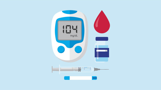  diabetes management with blood glucose monitor insulin syringe and medication