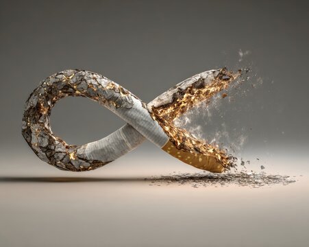 Cigarette bent into broken infinity symbol, ending addiction theme