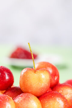 Fresh Golden Rainier Cherries with Water Drops - Premium Imported Chilean Fruit
