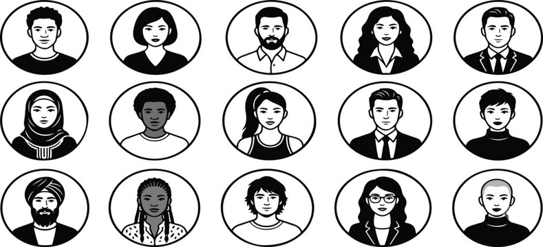 Collection of Diverse Anonymous User Profile Icons..eps