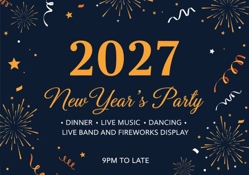 New years eve 2027 party invitation poster