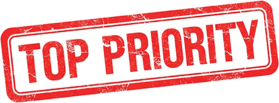 Red distressed top priority rubber stamp