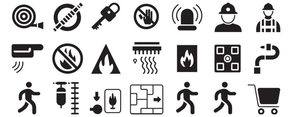 Fototapeta premium Collection of various safety and warning icons on white background