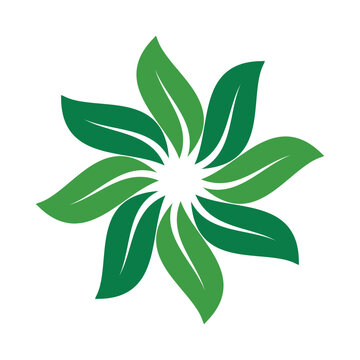 Green Leafy Flower Design with Stylized Nature Elements and Organic Shape