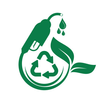 Green Fuel Symbol with Leaf and Waterdrop for Eco-Friendly Energy Concept