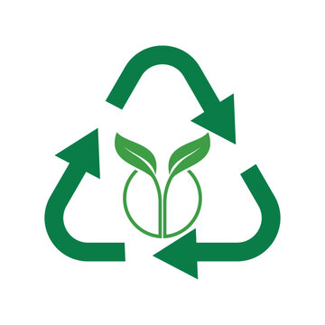 Eco-Friendly Recycling Symbol with Green Leaves Design and Arrows