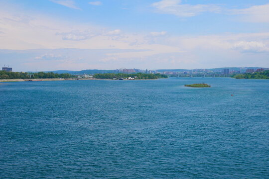 The Angara River in Siberia. Angara River in Irkutsk, Siberia, Russia