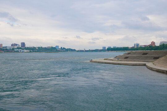 The Angara River in Siberia. Angara River in Irkutsk, Siberia, Russia