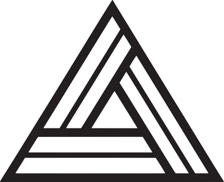 Black impossible geometric triangle optical illusion