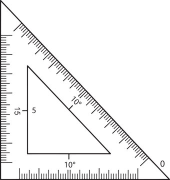 Black outline drafting triangle ruler set square