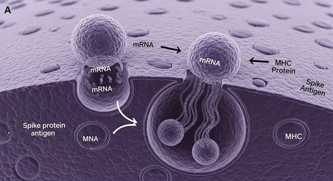 Cellular Immune Response Showing MHC Interaction Between Dendritic Cell And T Cell In Detailed Medical Illustration