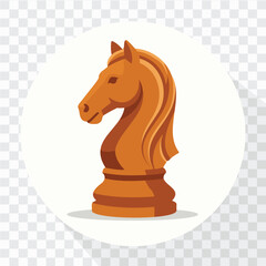 Stylized chess knight piece icon in warm orange and brown tones with clean shading and a circular background, ideal for strategy games, chess clubs, education, tournaments, branding, and app graphics. © VectorBloomX