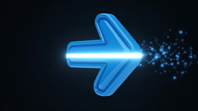 Blue arrow disintegrating into particles showing transformation in a dynamic sequence video