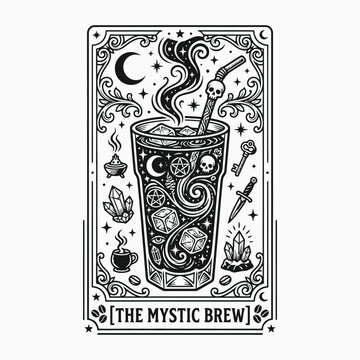 Halloween tarot card mystic brew illustration spooky occult divination design for seasonal decor