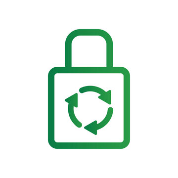 Green padlock icon with circular arrows representing security and recycling processes