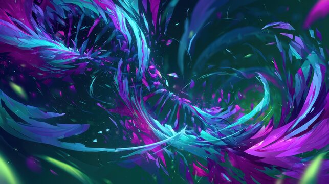 Chromatic DNA Networks: Glowing threads, spirals, and mutations in futuristic art