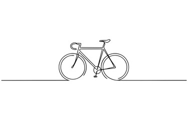 Fototapeta premium Minimalist line art of electric bicycle with lightning bolt symbol, no editable stroke, Single line art of a classic bicycle.