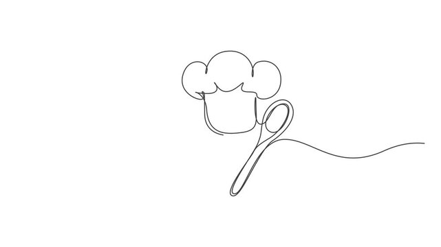 vector illustration of an abstract background,Continuous One Line Drawing of Chef Hat with Spoon and Whisk Minimal Kitchen Cooking Utensils Animation