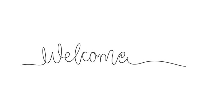 Continuous One Line Drawing Welcome Text Animation Minimalist Linear Typography Design,
